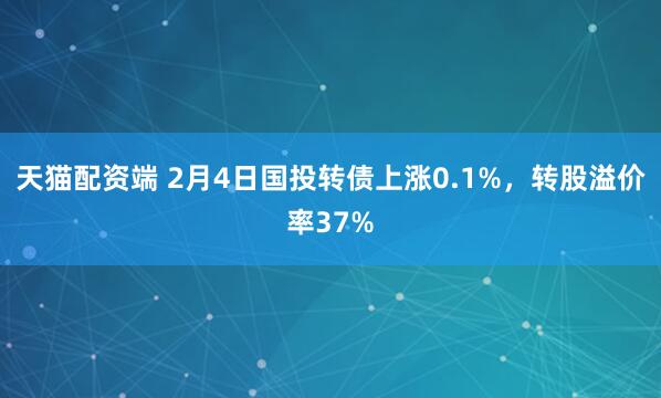 天猫配资端 2月4日国投转债上涨0.1%，转股溢价率37%