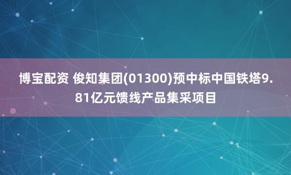 博宝配资 俊知集团(01300)预中标中国铁塔9.81亿元馈线产品集采项目