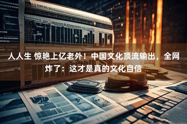 人人生 惊艳上亿老外！中国文化顶流输出，全网炸了：这才是真的文化自信